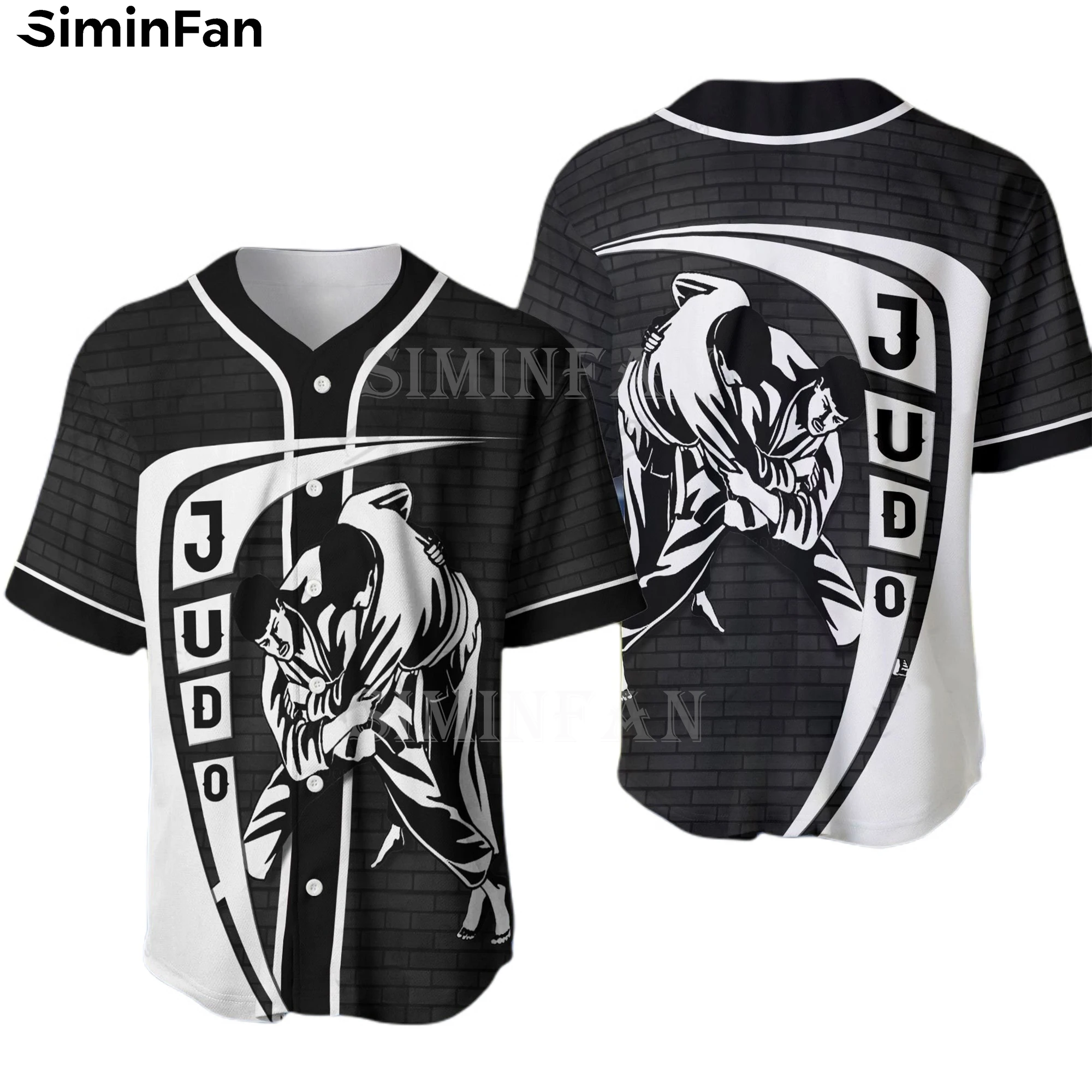 

JUDO FIGHTERS 3D Printed Mens Baseball Jersey Shirts Summer Stylish Collarless Camisa T-Shirt Unisex Women Tee Top Blouse Black