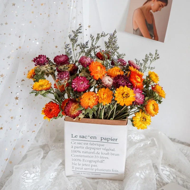 

Natural Colorful Pineapple Chrysanthemum Dried Flower Sunflower Bouquet DIY Creative Flower Arrangement Wedding Home Decoration