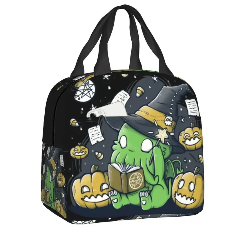 

Funny Cthulhu Halloween Insulated Lunch Bag for Outdoor Picnic Lovecraft Monster Resuable Cooler Thermal Bento Box Women Kids