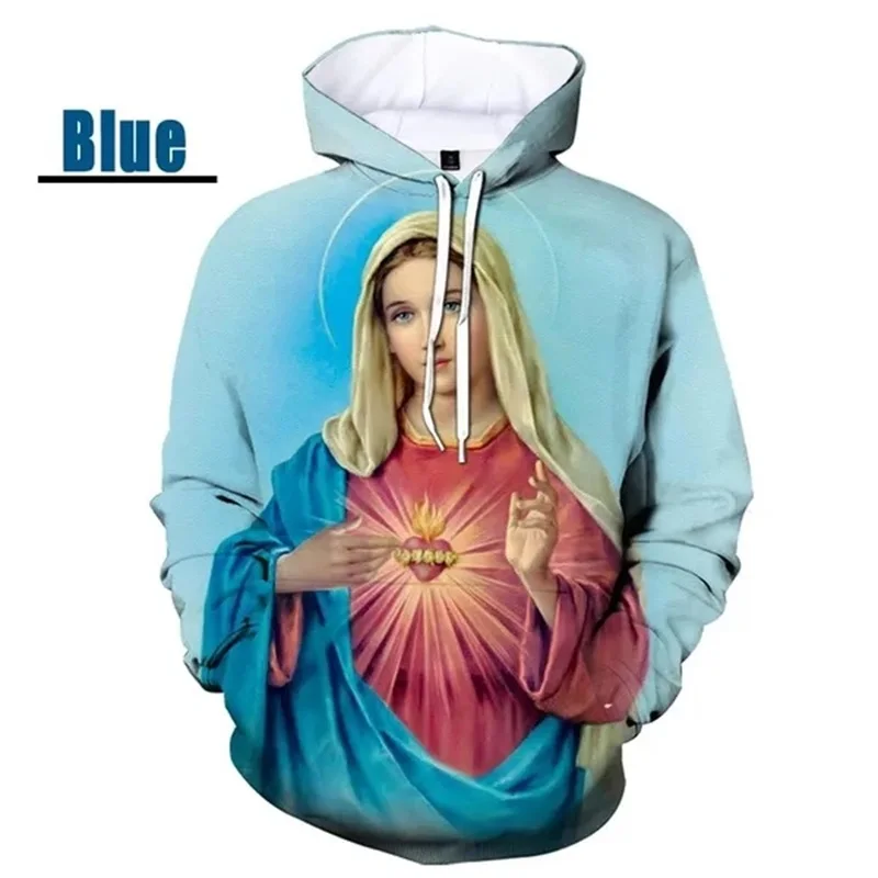 thumbnail image 1 of Sudadera con capucha gráfica de Virgen María ama a todos para hombre, sudaderas informales de gran tamaño personalizadas con estampado 3D, sudaderas para hombres, 1 of 5