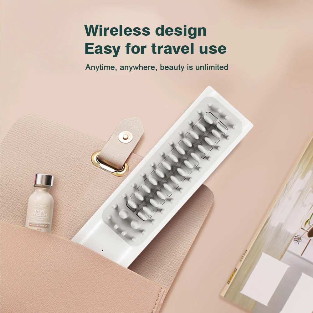 Portable Wireless Hair Heating Comb 2 In 1 USB Cordless Mini Hair Straightener and Curler Wavy-Hair Styling Salon Styling Tool
