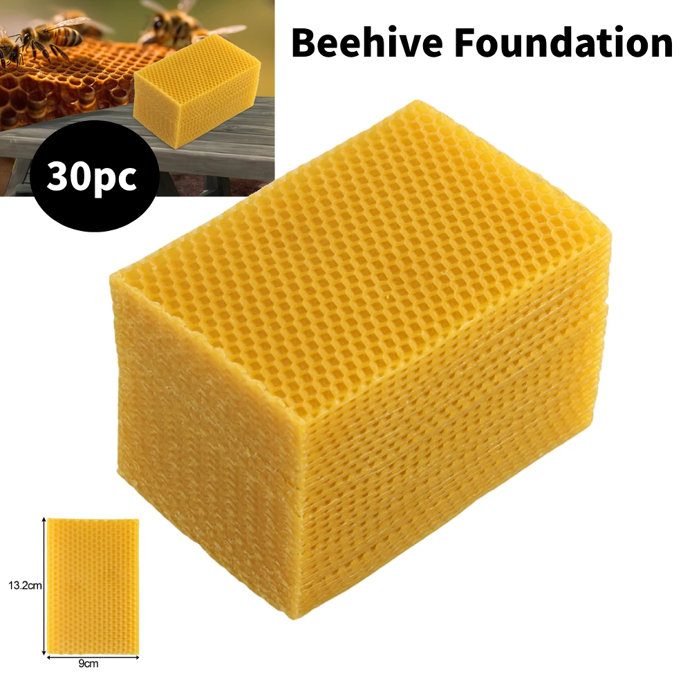 30Pcs Natural Beeswax Sheets Beehive Foundation 9&times;13.2cm Beeswax Hand-rolled Candles Beekeeping-Supplies Yellow beekeeping tools beekeeping accessories natural beeswax