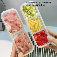 Boîte de rangement pour réfrigérateur, bac à légumes pour repas emballés, plastique de qualité alimentaire scellé, viande congelée, stockage réfrigéré à 2/3 compartiments 4