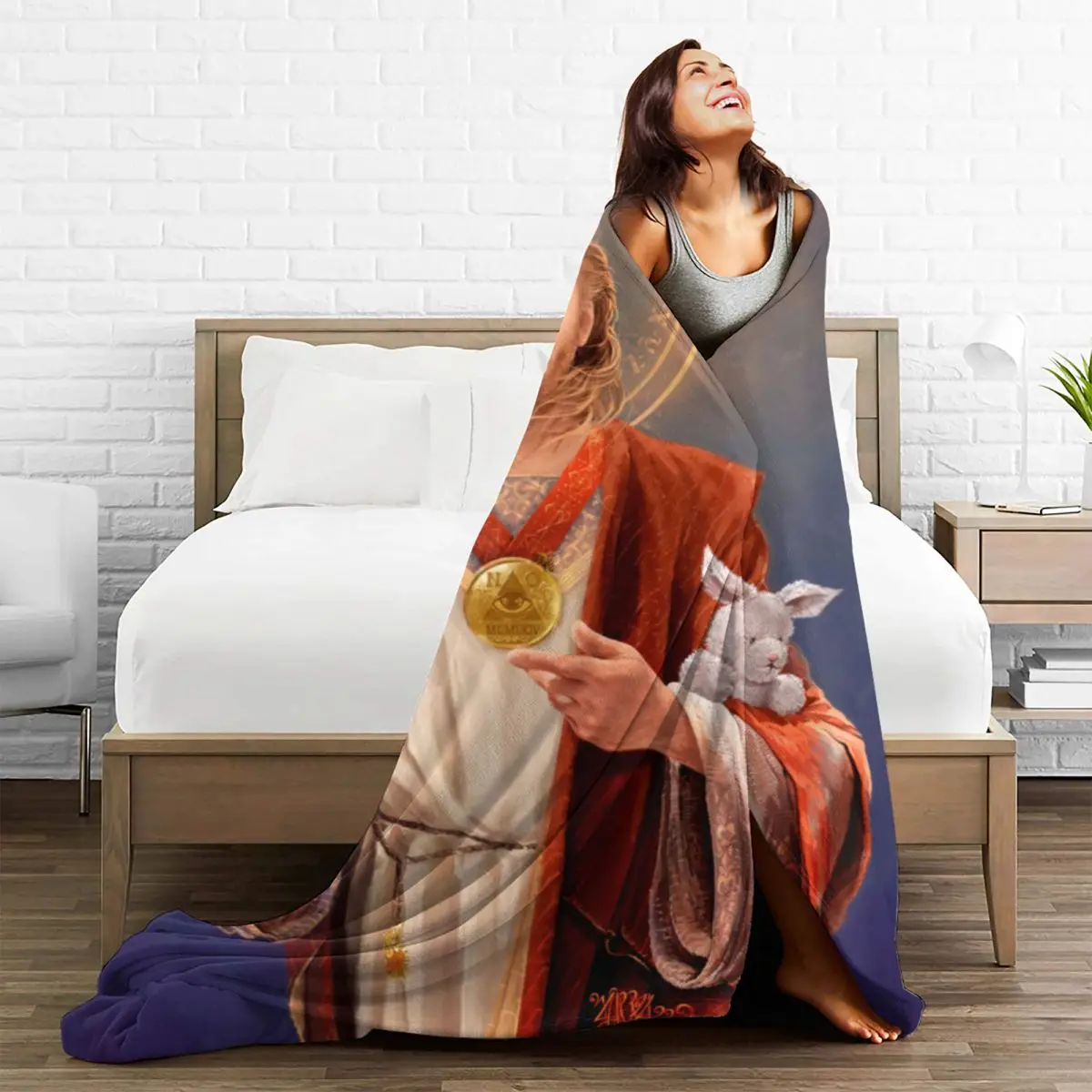 N-Nicolas Cages Blankets Jesus Travel Flannel Throw Blanket Super Warm Couch Chair Custom DIY Bedspread Gift 5
