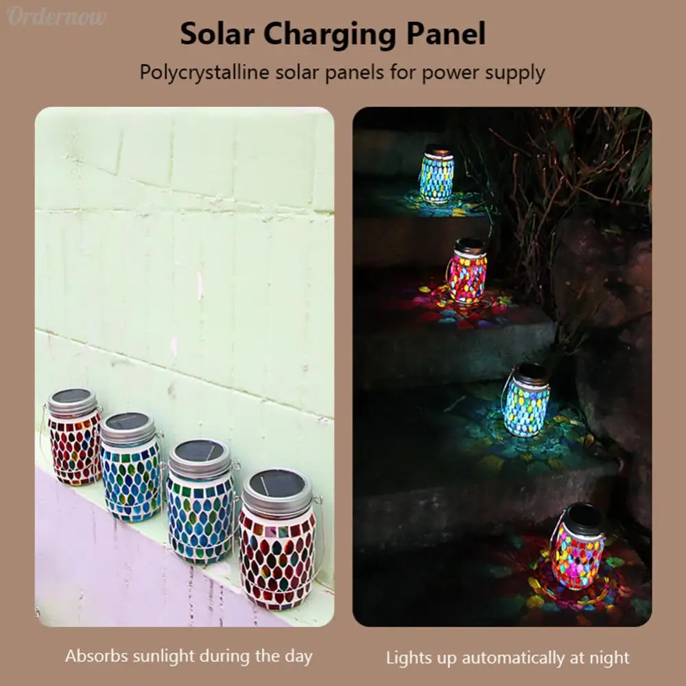 Description Picture 6 of itemLED Mosaic Solar Lantern Waterproof Solar Glass Bottle Jar Table Lamp Glass Table Lamp for Garden Patio Party Yard Balcony Decor