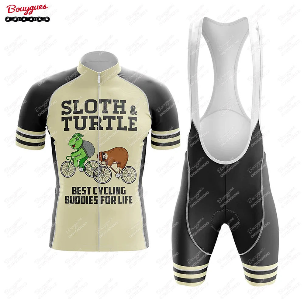 Sloth And Turtle Cycling jersey Sets Men's Cycling Clothing Summer Short Sleeve MTB Bike Suit Pro Bicycle Clothes Ropa Ciclismo