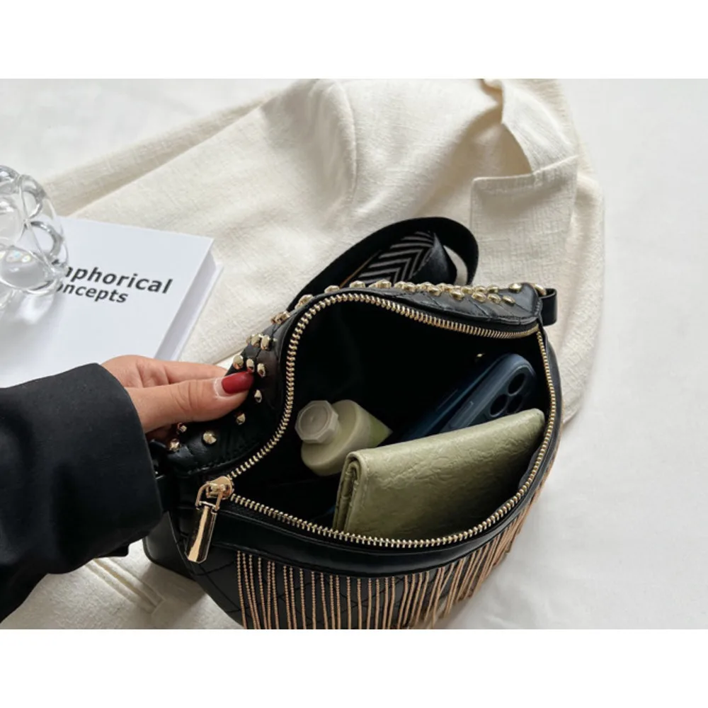 Design de nișă, geantă de talie înaltă cu ciucuri, la modă, pentru femei, 2024, nouă și versatilă, la modă, tip crossbody_voghion.com
