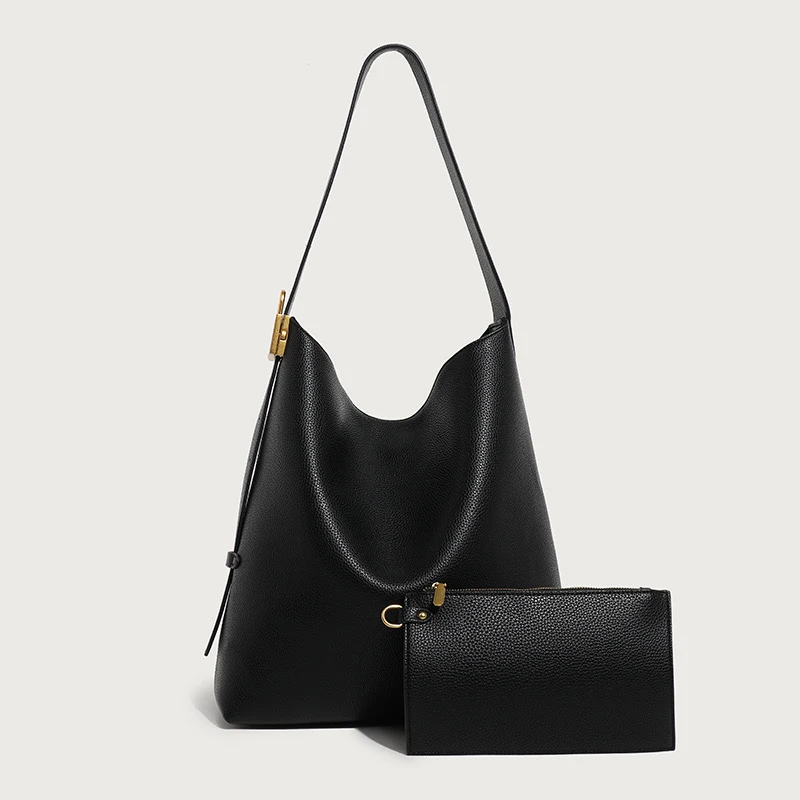 Bolsos tipo cubo de gran capacidad para mujer, bolsos y carteras de diseñador de lujo, novedad de 2024, en PU con cierre y bolsillo para tarjetas, para el hombro debajo del brazo