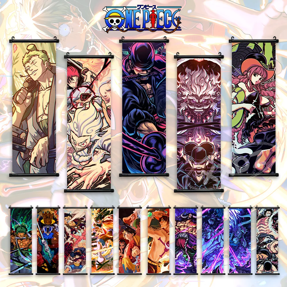

Anime Zoro Home Decoration Ace Wall Art One Piece Hanging Painting Luffy Gear 5 Scroll Picture Kawaii Nami Cartoon Canvas Poster