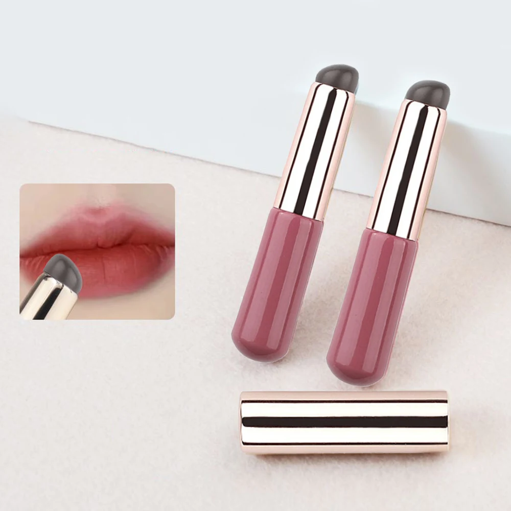 

Upgrade With Cover Silicone Lip Brush Angled Concealer Brush Like Fingertips Q Soft Portable Round Head Lip Brush Makeup Tools