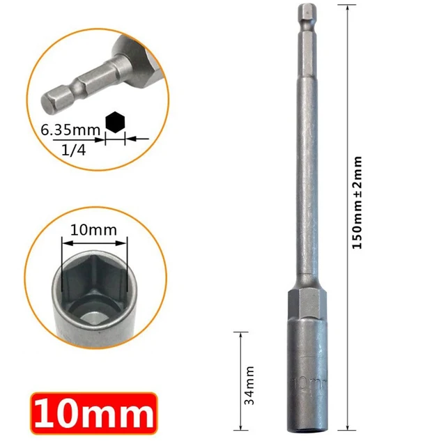 Socket Wrench 150mm Hexagon Nut Driver Drill Bit Adapter Socket Wrench Extension Sleeve Auto Parts Mechanical Maintenance Tools 5