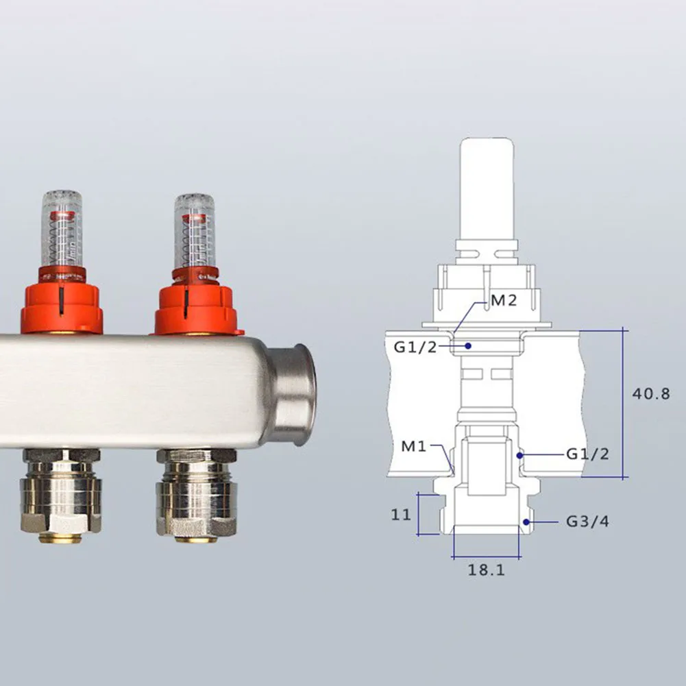 DN25 Water Floor Heating Water Distributor Regulator Regulator Regulator G1/2-Electroplating Floor Heating Systems Parts