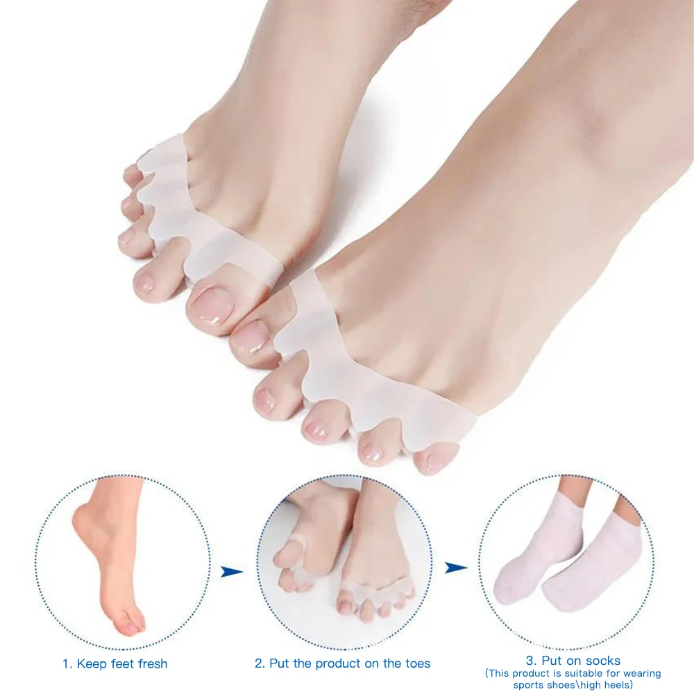 Toe Separators Silicone Gel Thumb Corrector Bunion Foot Toe Hallux Valgus Protector Separator Finger Straightener Adjuster Foot Care Tools toe separators toe corrector manicure pedicure tools toe protector finger splint