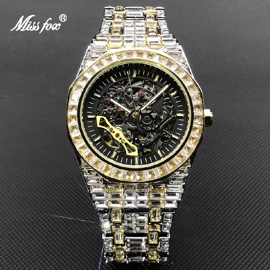 

BEST Hip Hop Mechanical Mens Watches Luxury Iced Out Stainless Steel Automatic Wristwatch For Men Jewelry Rel��gio masculino