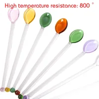 INS Style Stained Glass Tea Spoons Colorful Long Handle Coffee Scoops Glass Stirring Spoons Home Kitchen Coffeeware Tableware 2