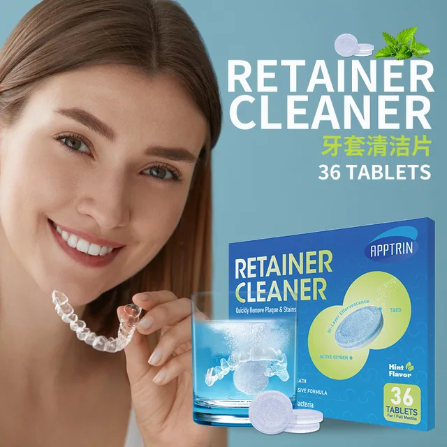 Retainer Cleaner Tablets Denture Clean Care Effervescent Tablet Retainer Facing Petainer Teeth Capped Cleaning Tablet 1