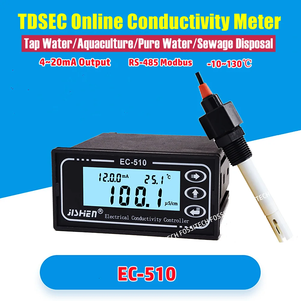 

EC-510 Electrical Conductivity Meter RS485(Opton) Online Water Quality Analyzer TDS Temperature Electroconductibility Controller