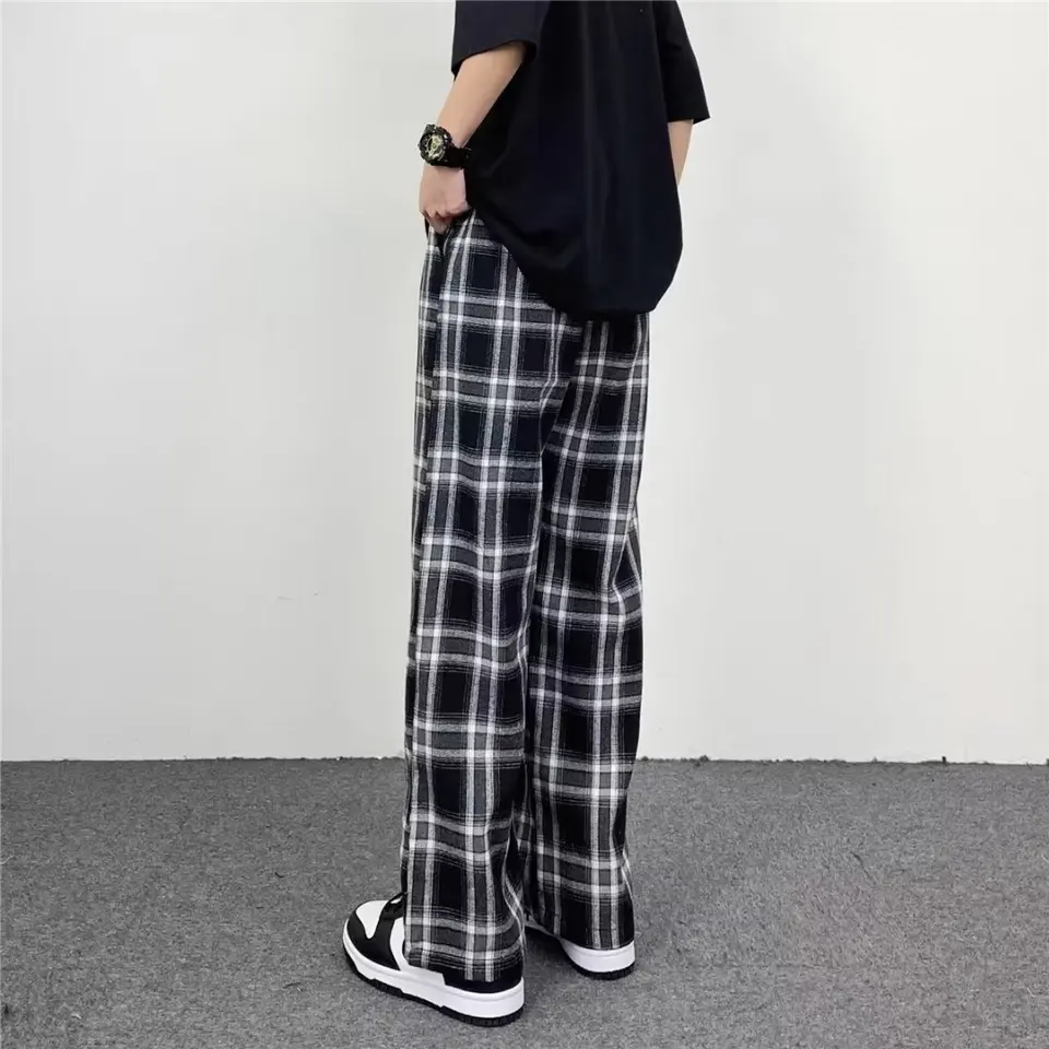 Plaid Pajama Pants Outfit Black And White Plaid Mens Pants Korean