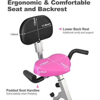 Folding Exercise Bike Portable Upright Adjustable Backrest Cycling Recumbent Stationary Bike Slim Indoor Workout Fitness 5