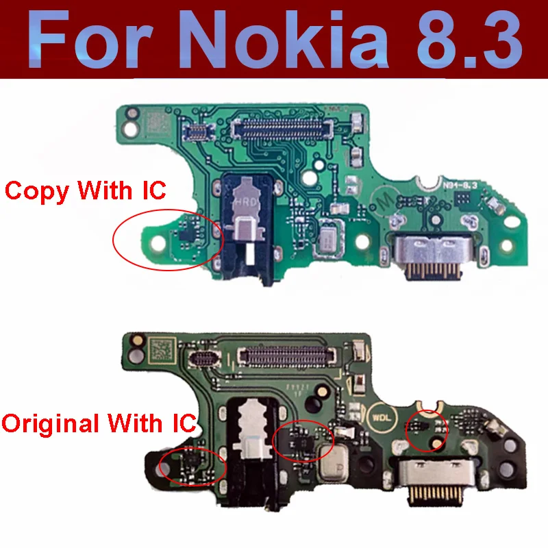 

USB Charging Dock Port Board For Nokia 8.3 5G USB Charger Port Board &Microphone Mic Flex Cable Replacement Repair Parts Full IC