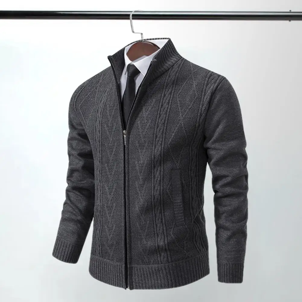 

Men Outerwear Cozy Lapel Collar Zipper Cardigan Timeless Men's Fashion Sweater for Warmth Style in Autumn/winter Stylish Men