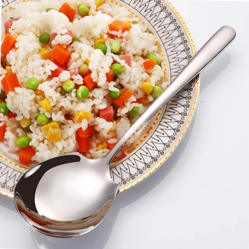 Stainless steel spoon 1pc Home hotel buffet serving Long handle large public serving spoon