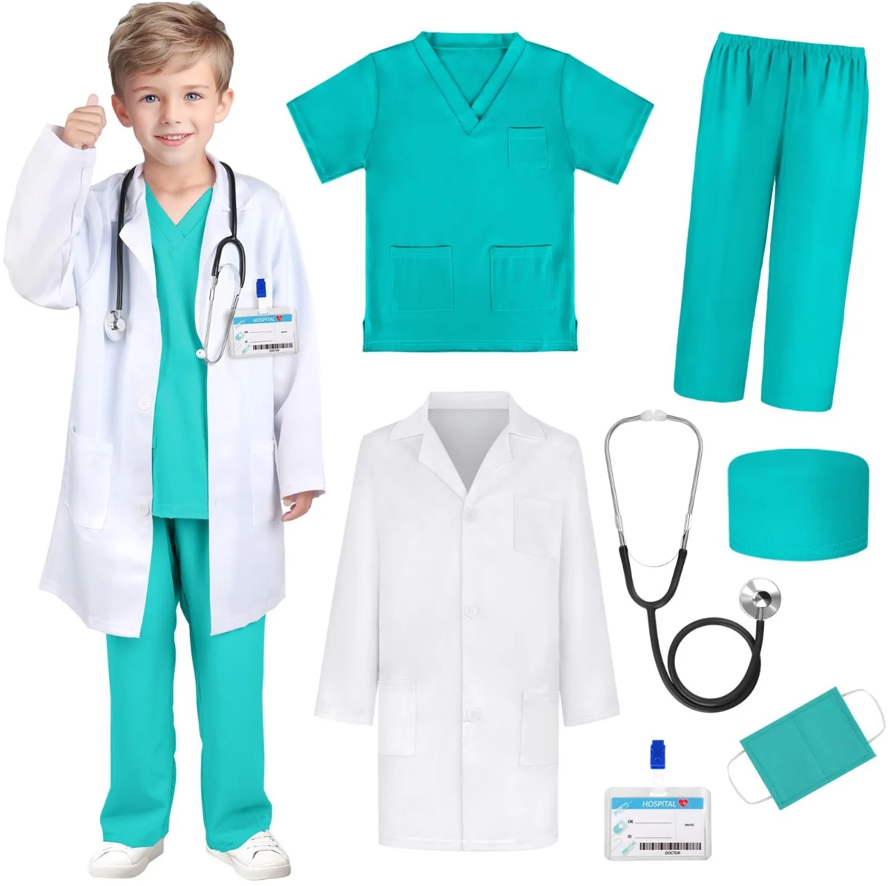 Children's White Coat Nurse's Suit Little Doctor's Surgical Suit Toddler's Boys' and Girls' Retrograde Dance Costume kids cosplay costume children dance costume
