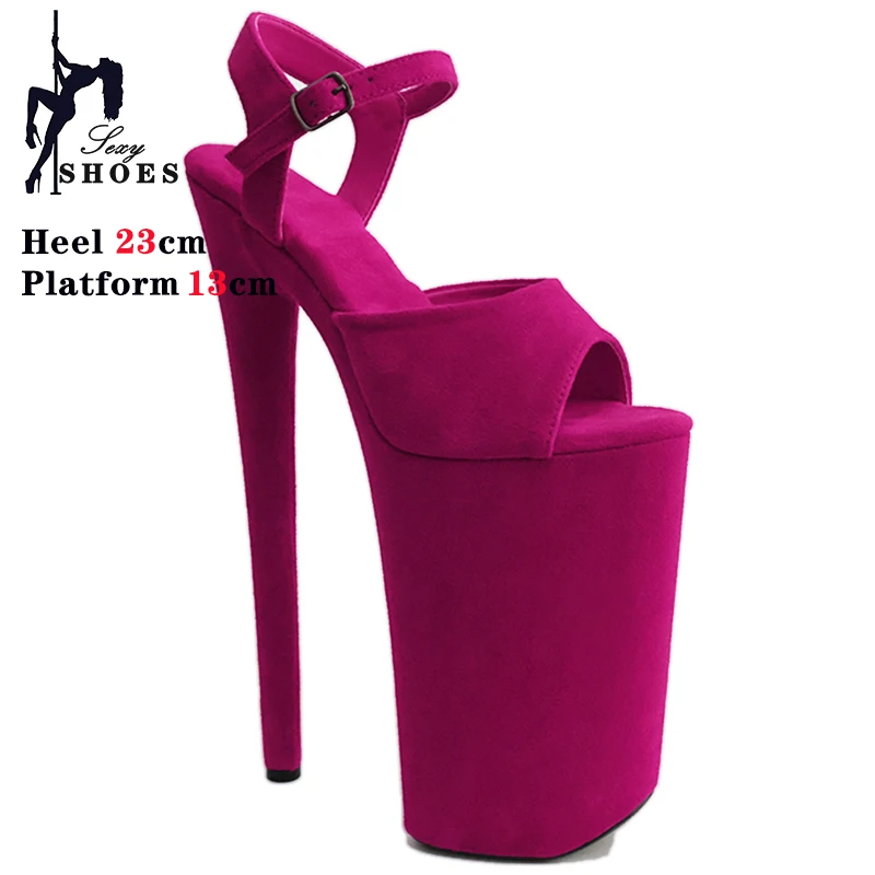 Heel 23cm Suede Modern Sandals Sexy Pole Dancing Shoes Nightclub High Heels Professional Waterproof Platform Sandals Party Shoes