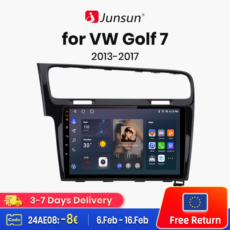 

Автомагнитола Junsun V1 для Volkswagen Golf 7 2013-2017, 4G, GPS