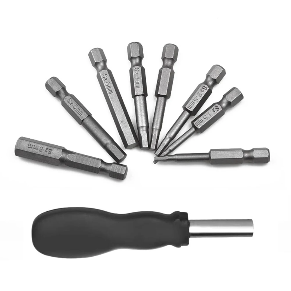 

8pcs Alloy Steel Hex Head Screwdriver Bit Set 1/4 Inch Hex Shank H1.5-H8 With 1 Pack Handle Silver Tool Parts
