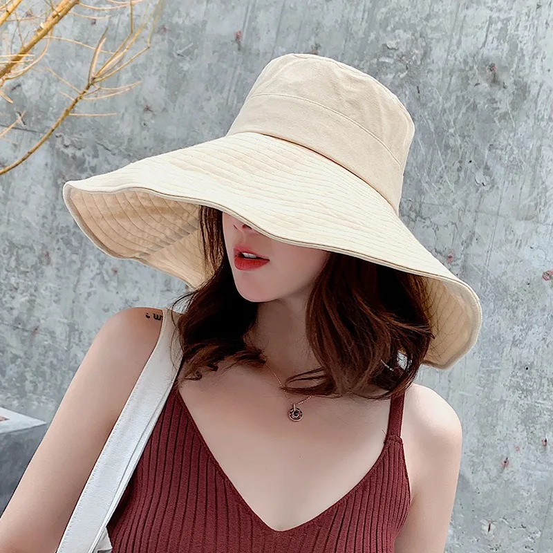 Japanischer Sonnenschutz für Damen, Frühling und Sommer, Sonnenschutz, frei faltbar, Sonnenhut mit großer Krempe, Fischerhut, Gesichtsschutz, übergroßes Haar – Detail 5
