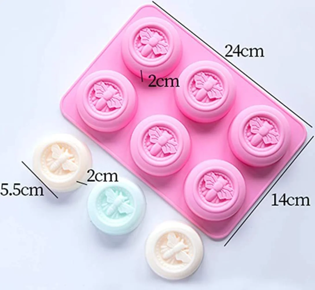 6 Bee-shaped Silicone Soap Molds, Oval Handmade Soap Silicone Molds,  Flowers and Honeycomb-shaped DIY Cake Molds, Baking Molds