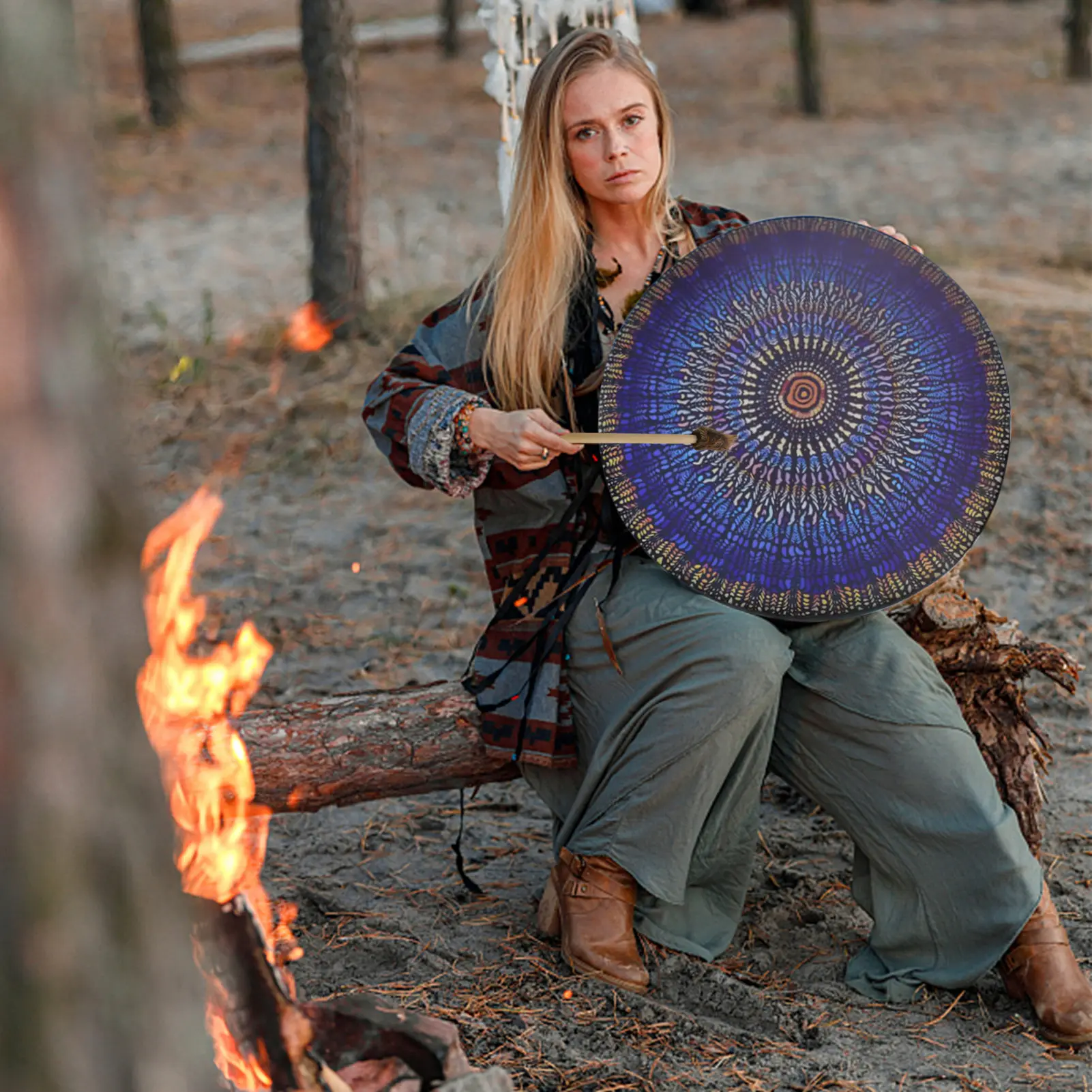 Vegetarian Shamanic Drum 25cm Shaman Drum Home Ornament Wooden Shamanic The Siberian Spirit Music Easter Gifts