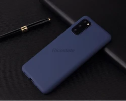 Solid Color Silicone Phone Case Cover - Galaxy A81 (Dark Blue)