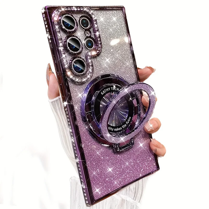 Luxury Rhinestone Glitter Magnetic Stand Phone Case