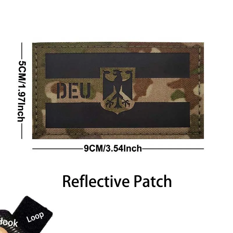 Deutschland Flagge Moral Emblem Deutscher Adler DEU Patches Reflektierende Infrarot IR Abzeichen, Militärische Taktische Aufkleber Armband Applikation – Detail 12
