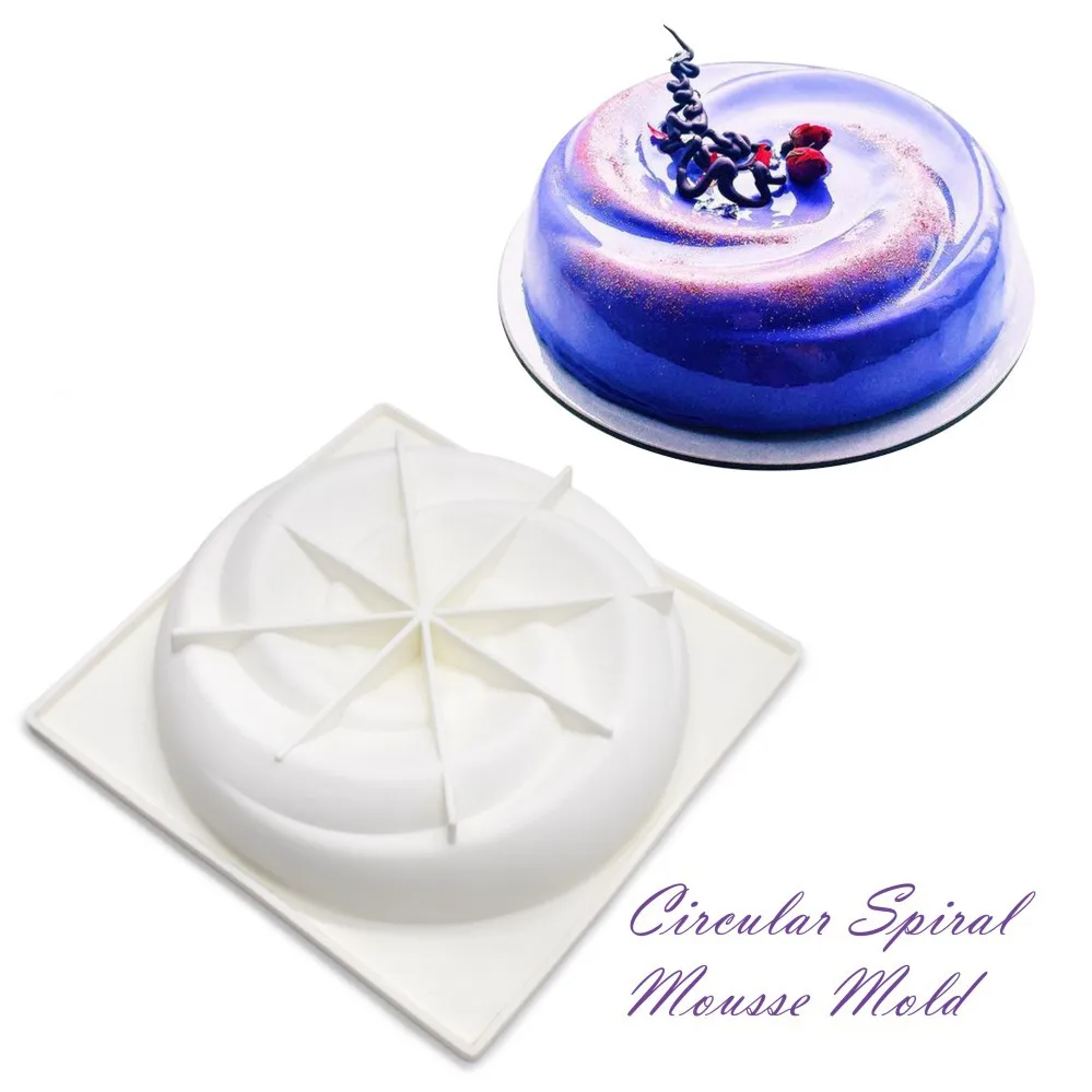 Round Corrugated Big Flower Mousse Cake Mold Taiji Design Silicone Mold for DIY Chocola... - SKU RCMM1913 - UGI Packaging