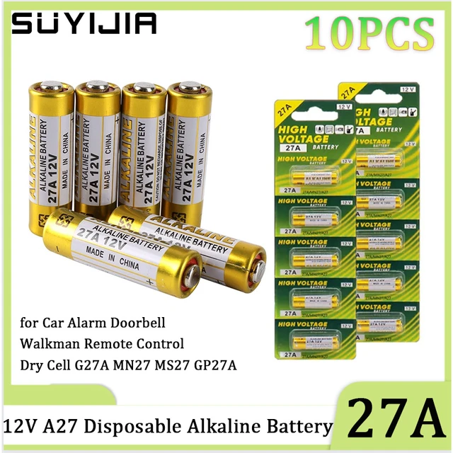 2PCS 27A 12V dry alkaline battery for doorbell,car alarm,walkman,car remote