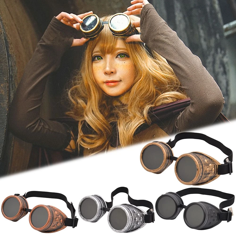 Vintage Welding Round Goggles Fashion Steampunk Cyber Gothic Sunglasses