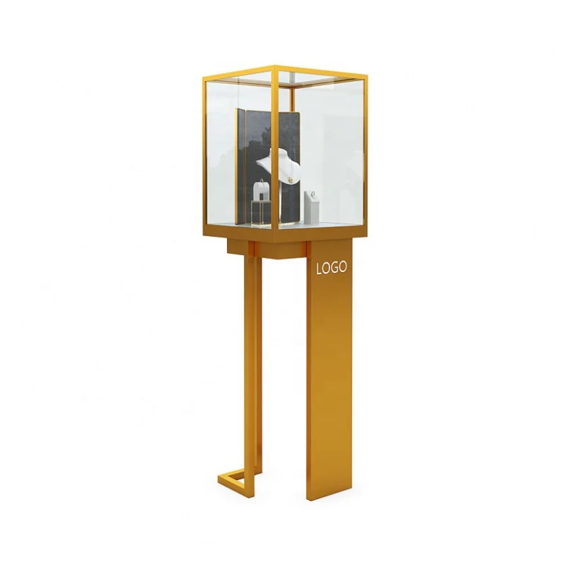 Custom. armoire 럭셔리 목걸이 가게, 금속 코너 코너 잠금 LED 조명, 유리 쇼케이스 보석 캐비닛