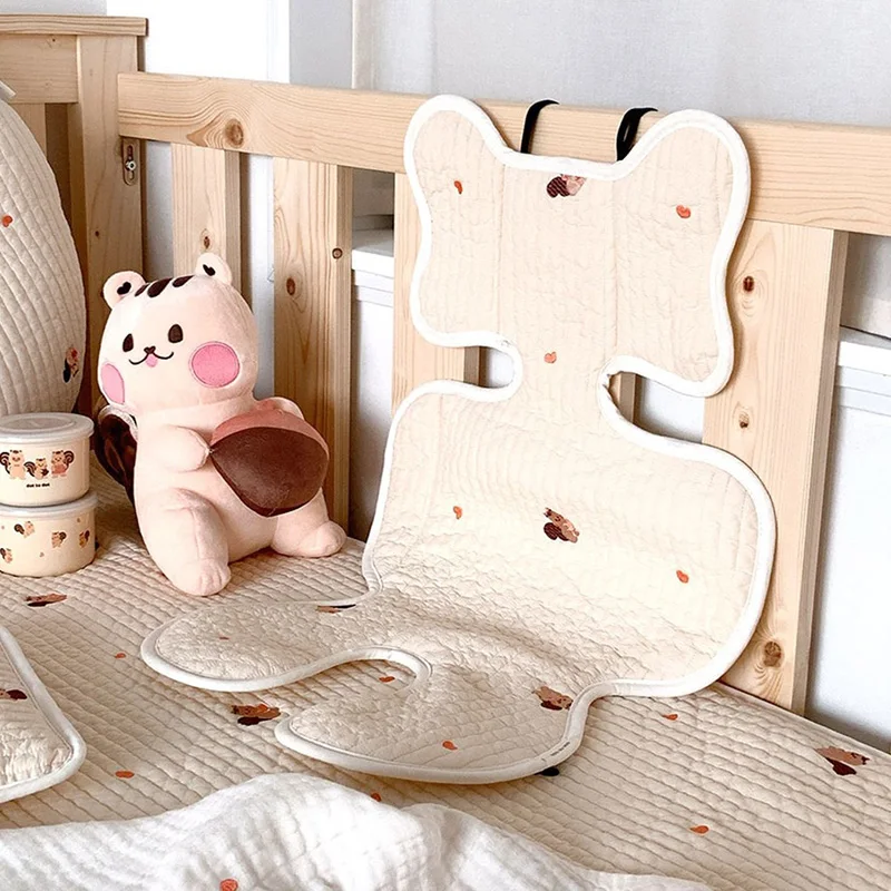 Seat Cushion Safety Seat Mat Car Seat Mat Cotton Baby Car Seat Cushion Cartoon Embroidery Stroller Mat Soft Comfortable