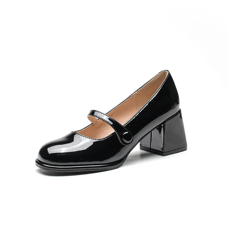 High Heels Women Sandals Chunky Mary Janes Lolita Shoes 2022 Summer New Patent Leather Pumps Luxury Women Party Wedding Shoes