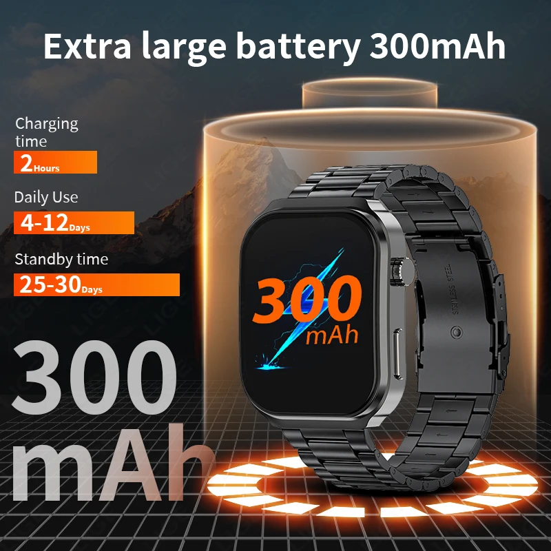 LIGE New AI Healthy Diagnosis Blood Lipids Uric Acid Smart Watch 2.2" Curved Screen Men Voice Bluetooth Call Health Smartwatch