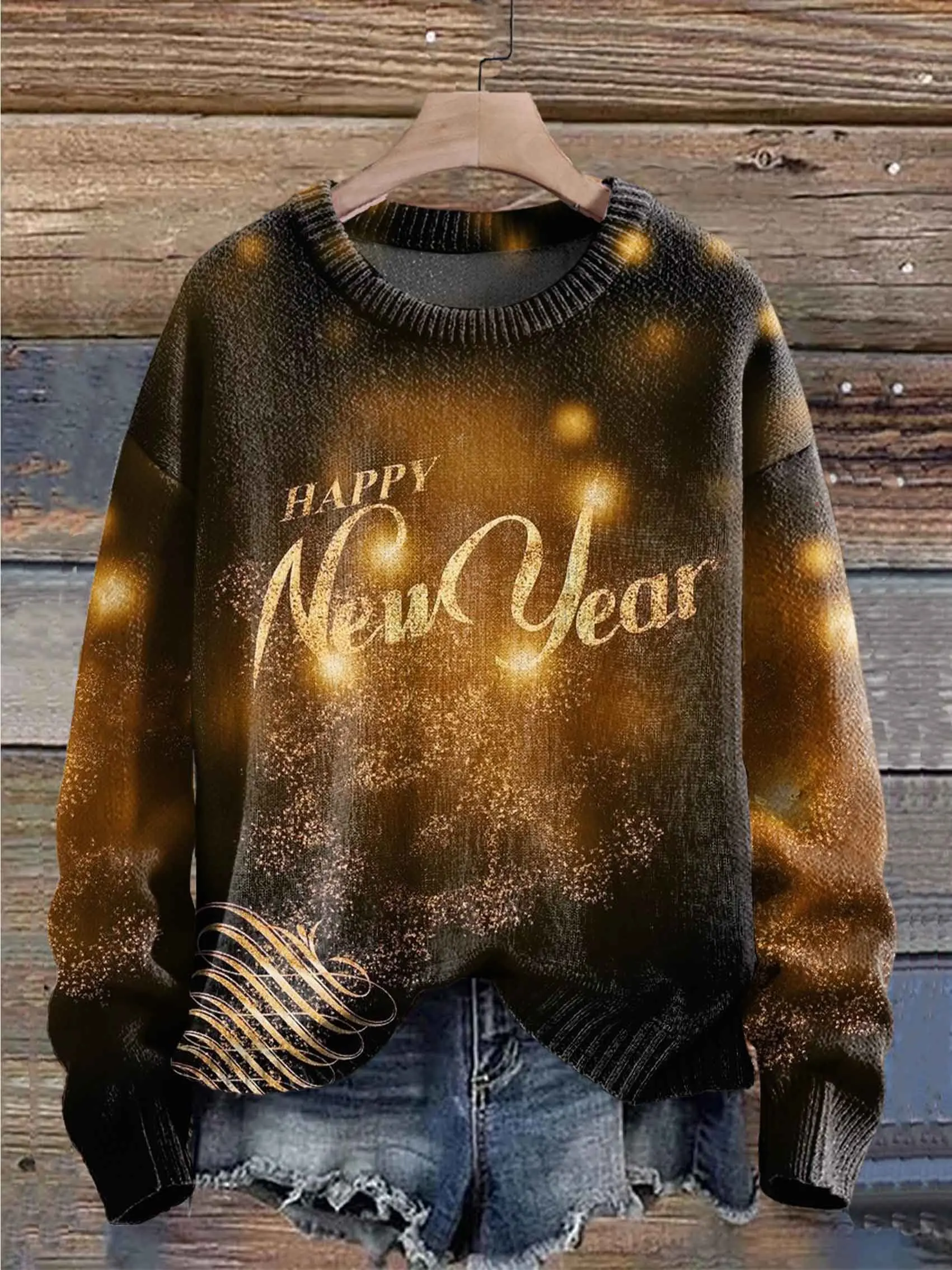 

PLstar Cosmos New 3D Printed Holiday Series 2024 Happy New Year Pattern Ugly Sweater Winter Street Casual Unisex X-2