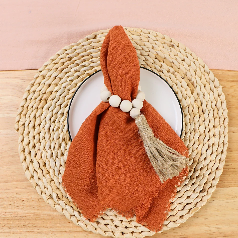 Cotton Napkins 4PCS 42x42cm Cotton Gauze Wedding Napkins Retro Table Decor