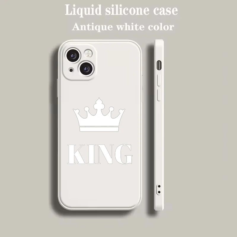 Beige Cartoon Crown King & Queen Couple Style Phone Case