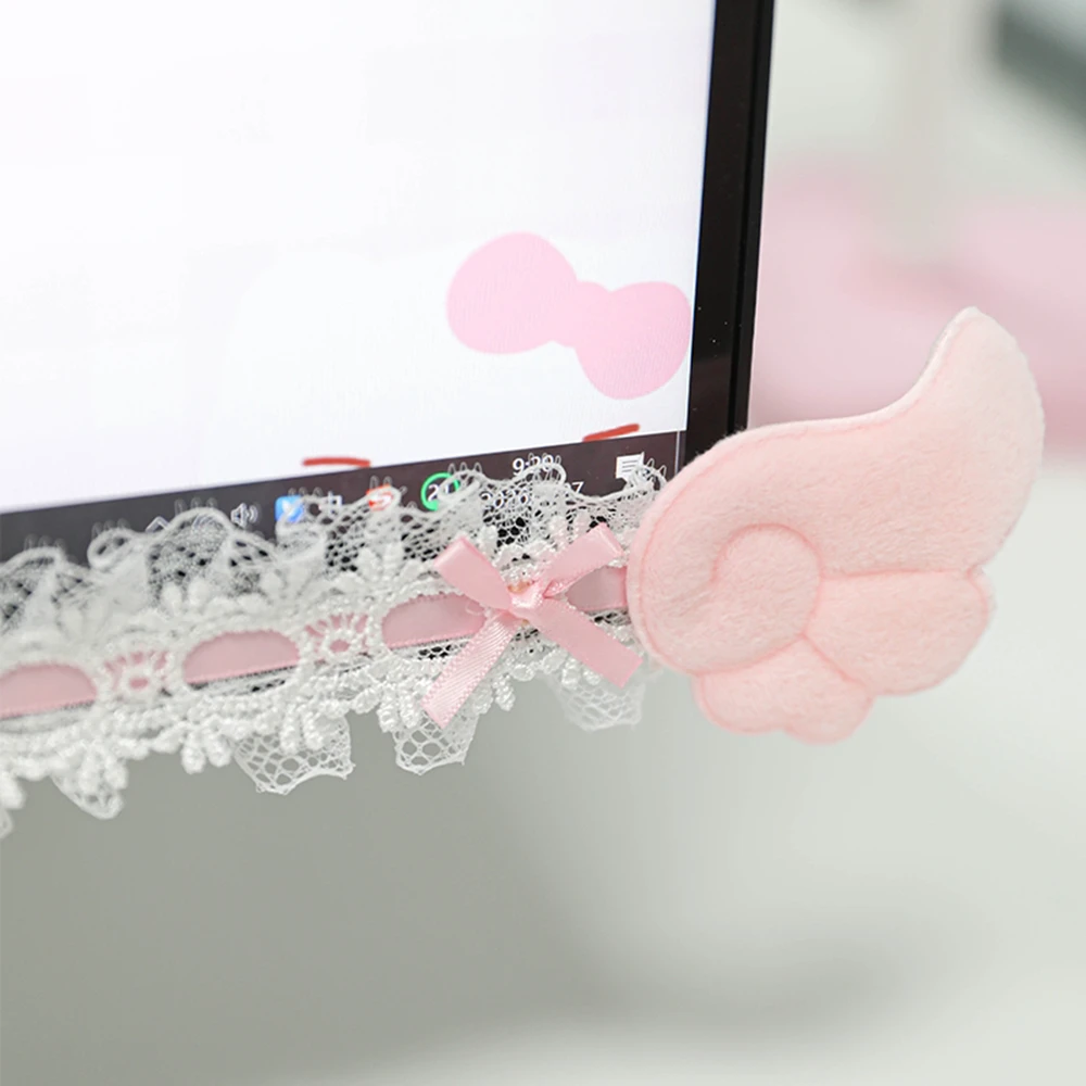 컴퓨터 모니터 장식 스티커 게임룸 리본 레이스 귀여운 테이블 스크린 장식 프레임 디스플레이 스크린 장식 장식품