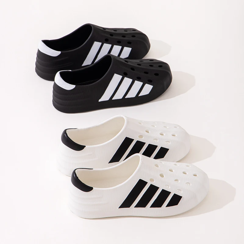 Summer Slippers Anti Slip Sandals Couples Casual Breathable Fashion Hole Shoes Summer Non Slip Breathable Slippers Thick Bottom Versatile Beach Trend Outdoor