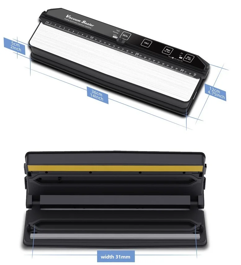 Electric Home Professional Food Vacuum Sealer Machine Widen Double Pump Thermal Sealing for Foods Preservation with Storage Bags 5
