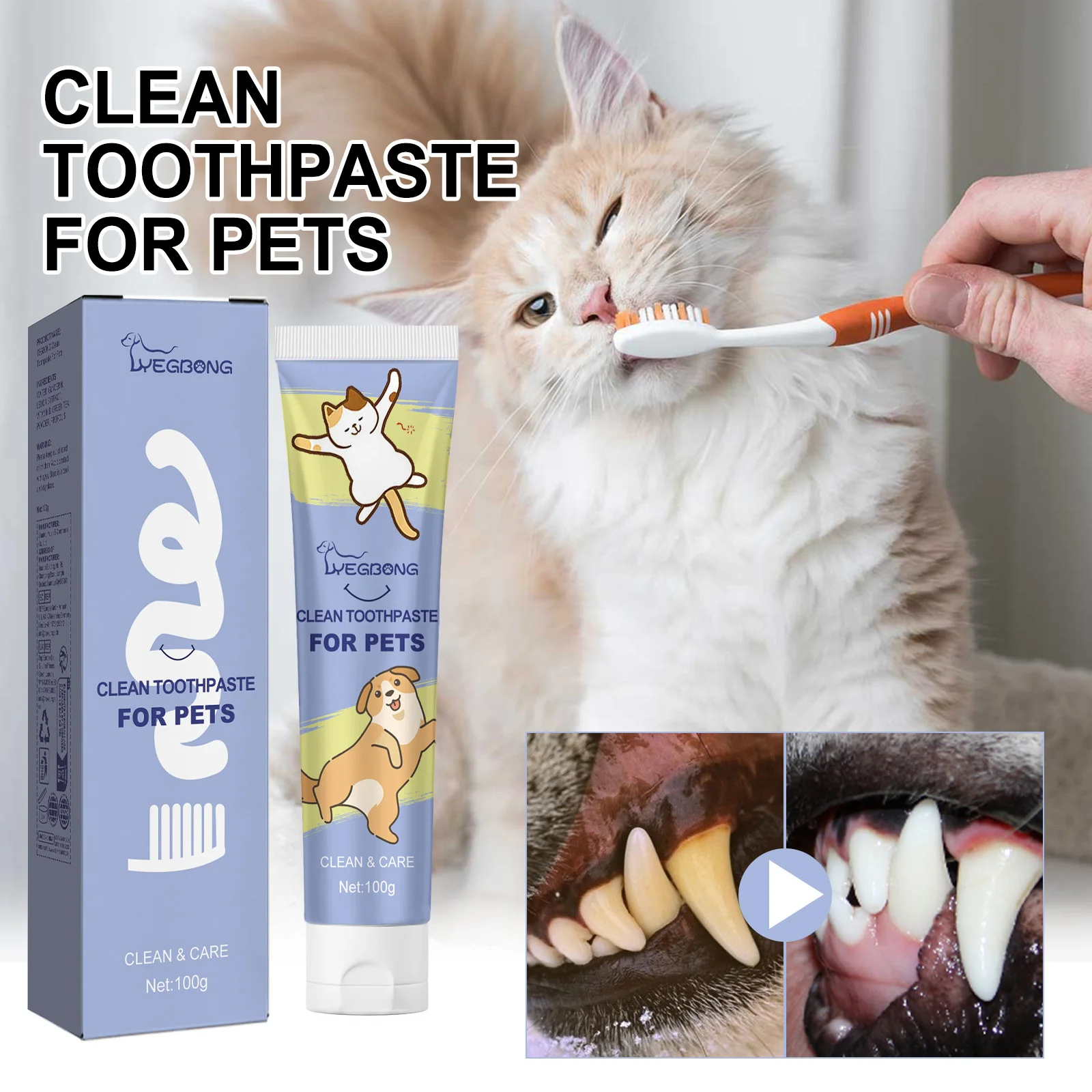 Pet Toothpaste For Cat Dog Fresh Breath Deep Cleaning Removing Stain Oral Plaque Prevent Teeth Calculus Cats Edible Toothpaste pet toothpaste